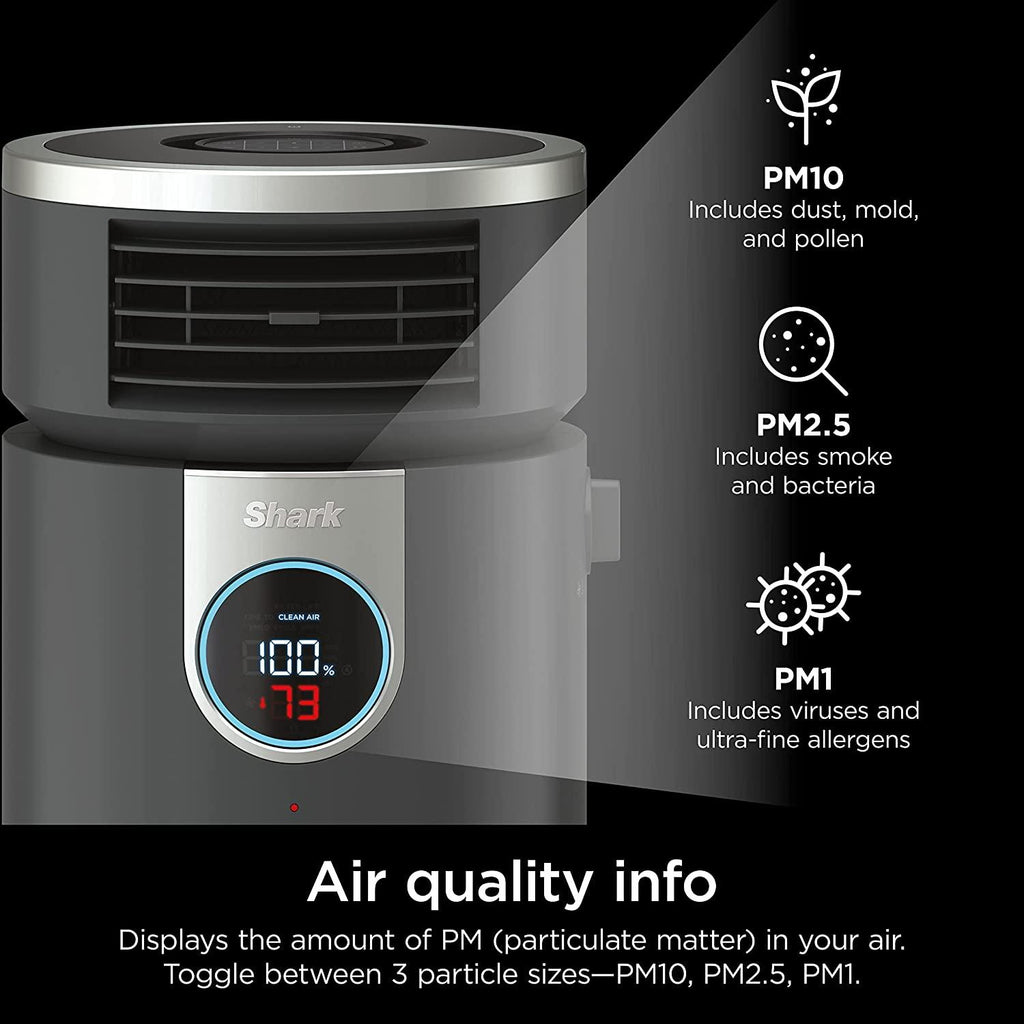 Shark HC452 3-in-1 Air Purifier, Heater &amp; Fan with NanoSeal HEPA, Cleansense IQ, Antimicrobial &amp; Odor Lock, for 500 Sq. Ft, Captures 99.98% of Particles, Dust, Allergens &amp; Smoke, 0.1–0.2 Microns, Grey