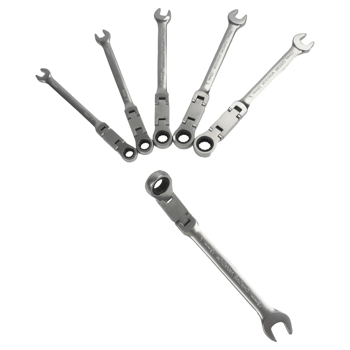 180° Flexible Head Ratchet Wrench Deep Offset 8-19mm Combination Dual-purpose Ratchet Tool Repair Ratchet Combination Set Car Hand Tools