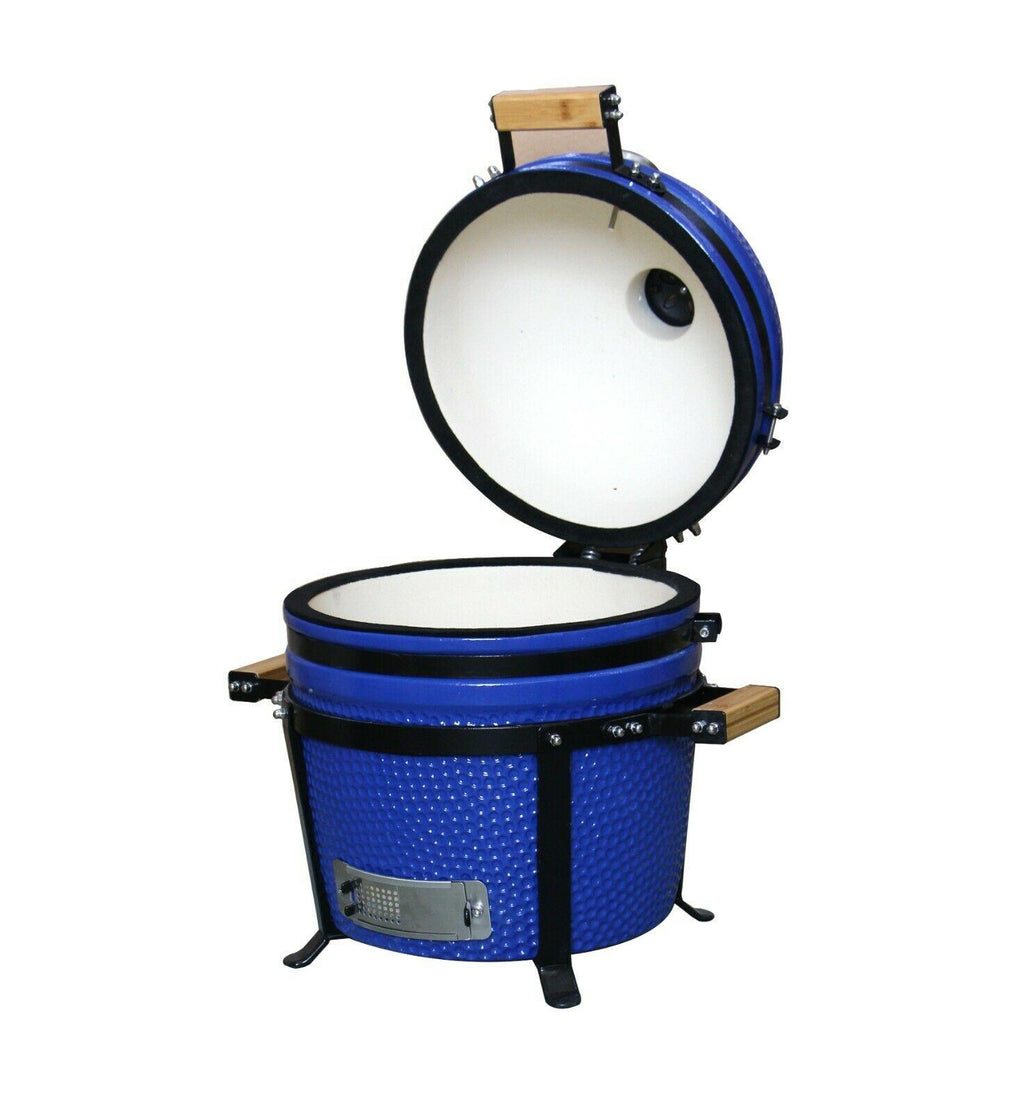 YNNI KAMADO 15.7 inch Grills and Bundles BBQ, Ceramic, Egg, Twin Thermometer Lid