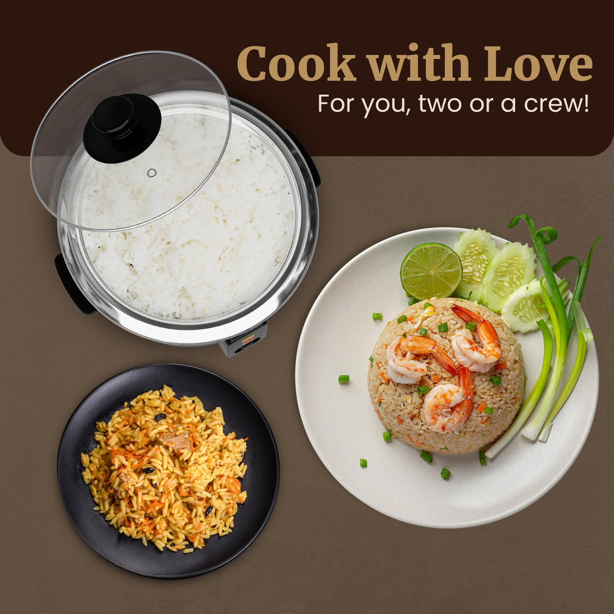 ERC006SS 6-Cup Electric Rice Cooker with  Steel Inner Pot, Makes Soups, Stews, Porridges, Grains and Cereals, 6 cup (3 cups uncooked), Black