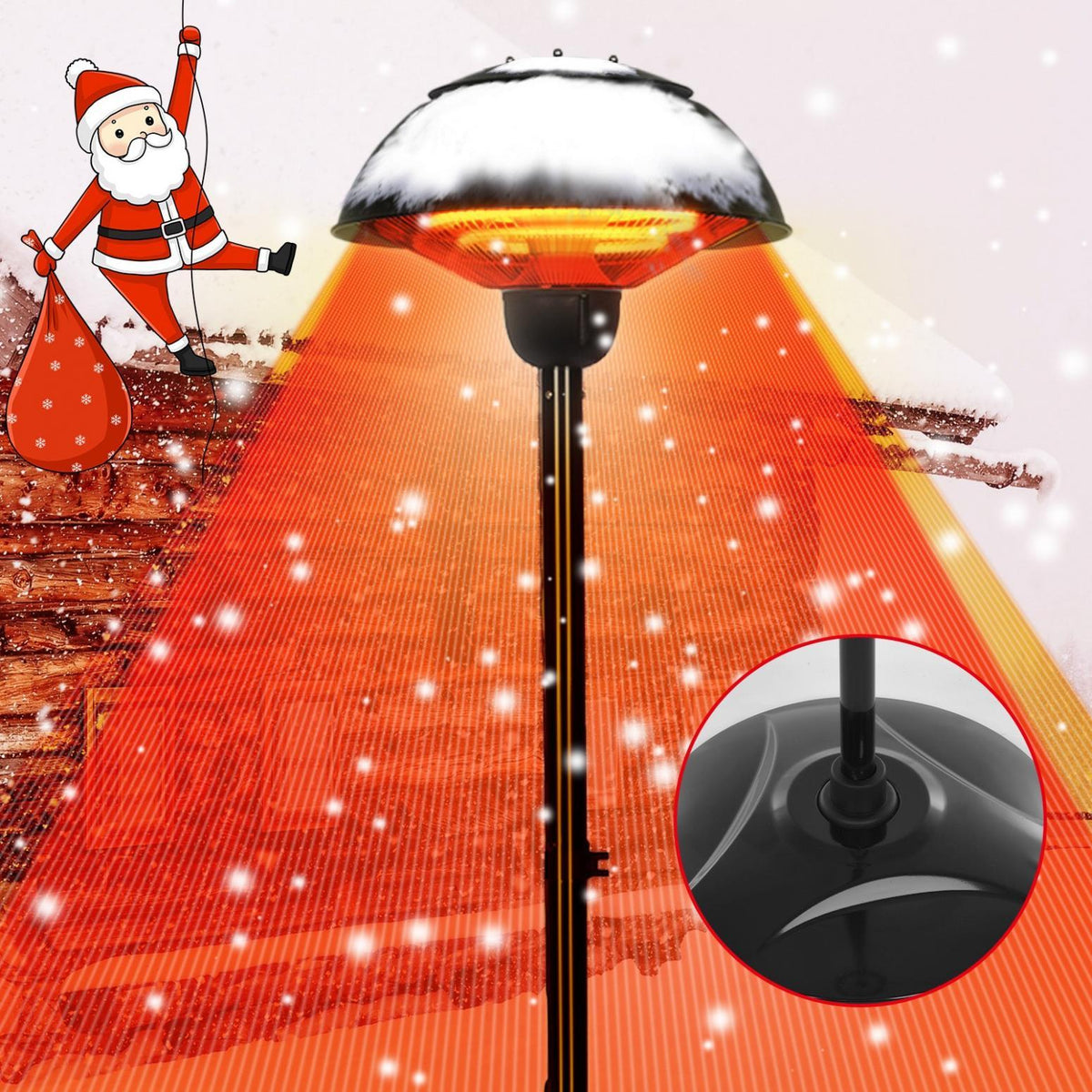 Patio Outdoor Freestanding Electric Patio Heater, Infrared Heater, Hammered Bronze Finished, Portable Heater suitable as a Balcony Heater, BBQ and Outdoor Party Heater