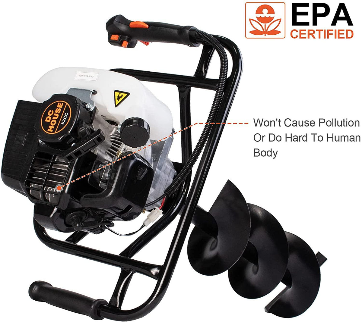dc house 52cc 2.4hp gas powered post hole digger with two earth auger drill bit 6" &amp; 10"earth digger