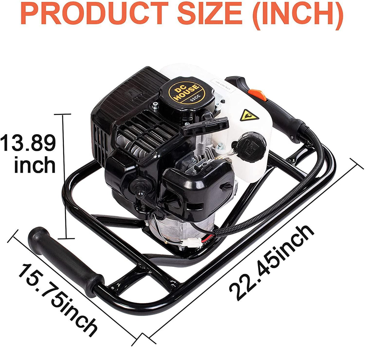 dc house 52cc 2.4hp gas powered post hole digger with two earth auger drill bit 6" &amp; 10"earth digger