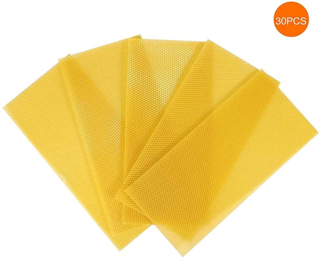 rtugovt bee honey beehive sheets 30pcs beekeepers utility accessory beekeeping tool natural beeswax sheets for honey production bee hives and supplies starter for beginners 30 pieces
