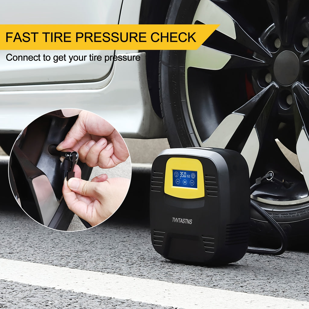 Air Compressor Tire Inflator, PortableI Auto Air Pump, Touchscreen And Emergency LED Light Inflator For Car Tire, Bicycle, Basketball And Others