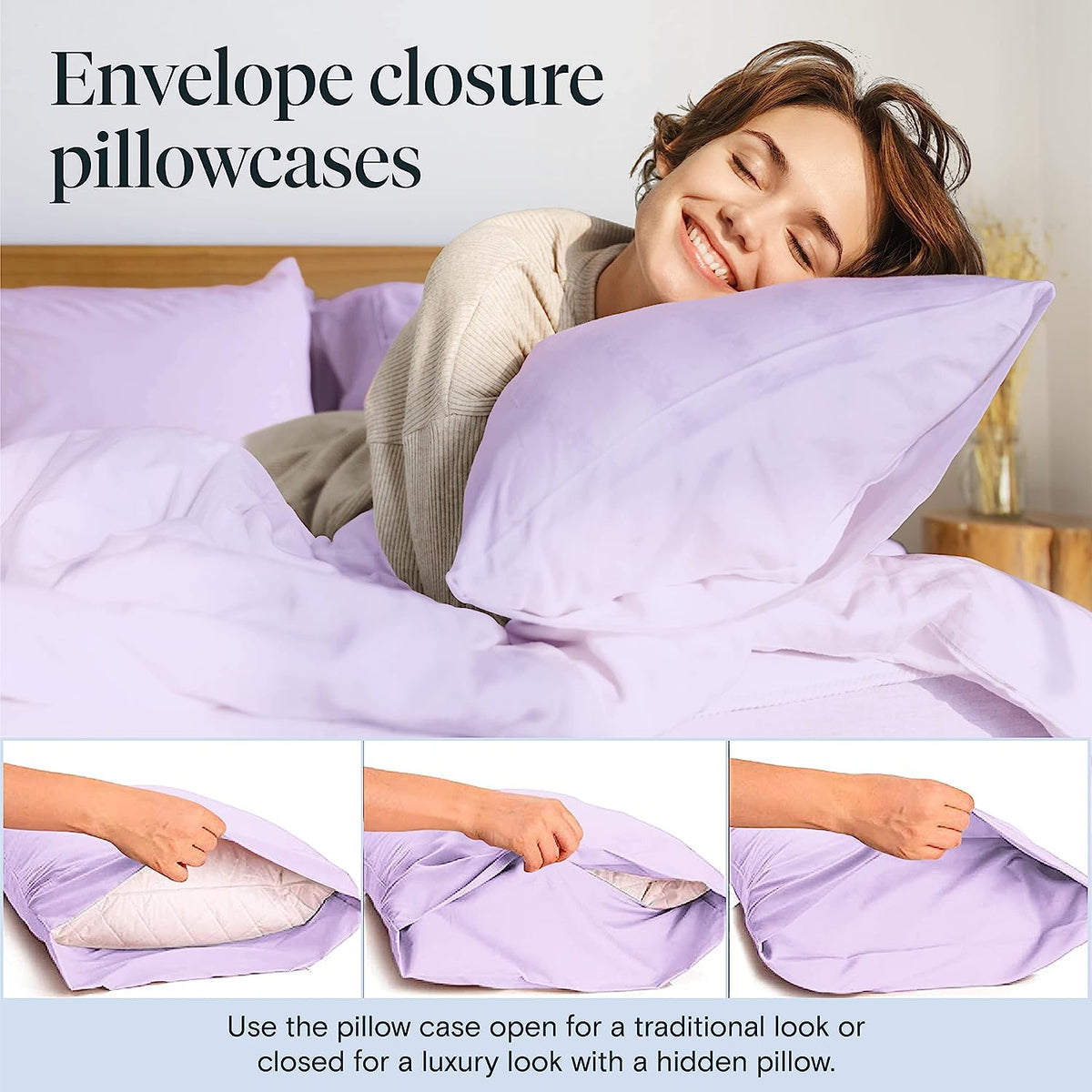 LuxClub 7 PC Split King Sheet Set Bamboo Sheets Deep Pockets 18" Eco Friendly Wrinkle Free Cooling Sheets Machine Washable Hotel Bedding Silky Soft - Lavender Split King