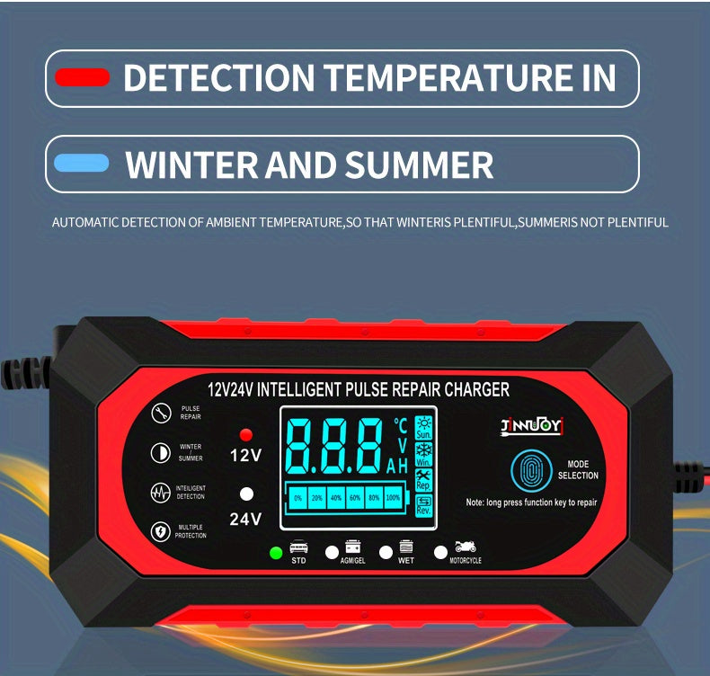12V 10A 24V 5A Car Battery Charger Fully Automatic Smart Fast Charging For AGM GEL WET Lead Acid Battery Charger