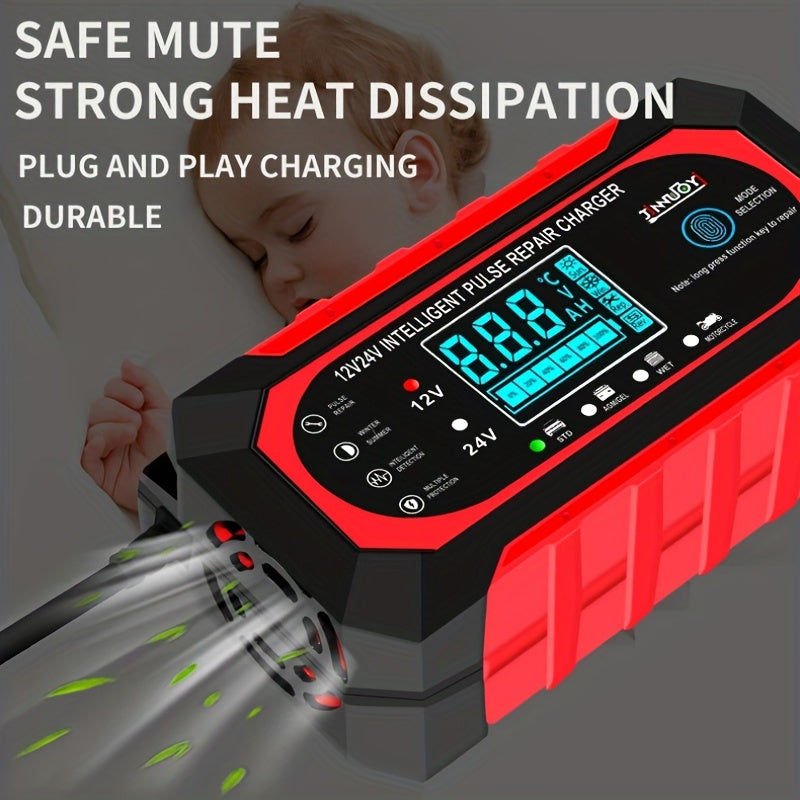 12V 10A 24V 5A Car Battery Charger Fully Automatic Smart Fast Charging For AGM GEL WET Lead Acid Battery Charger