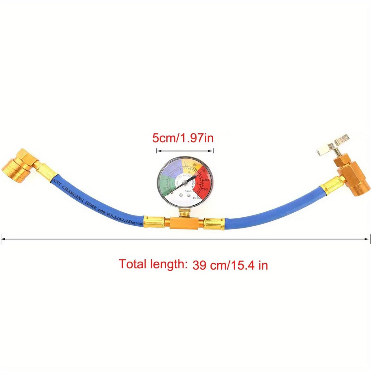 R134A Automotive AC Refrigerant Charging Hose Kit Charging Hose With Meter,A/C 1/2 Charging Measuring Kit