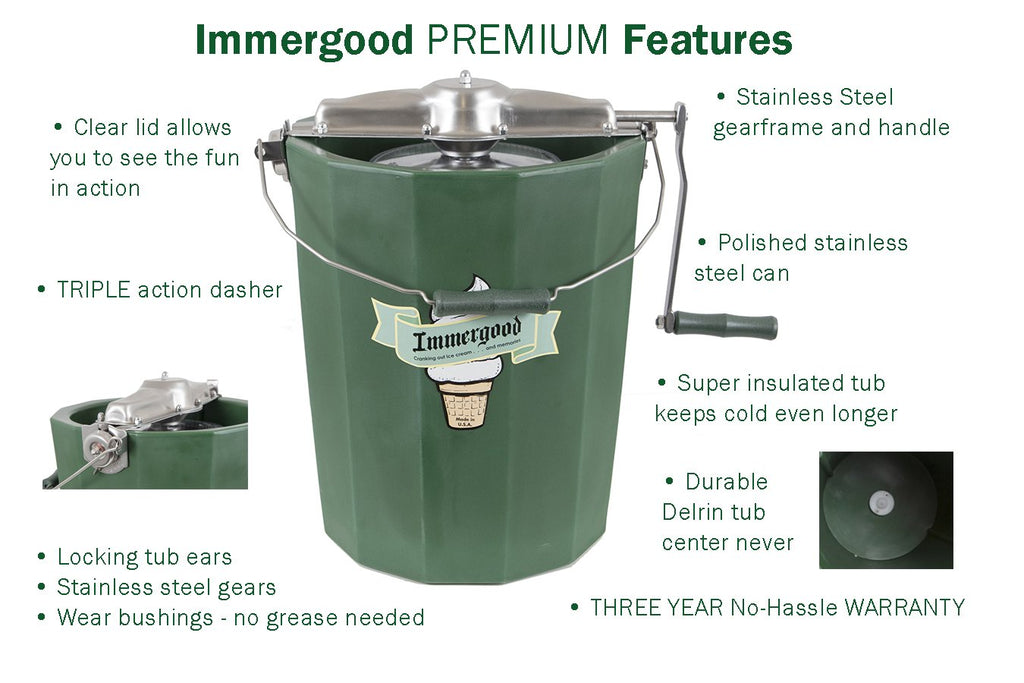 PREMIUM 6 qt. -   Steel Ice Cream Maker - Hand Crank
