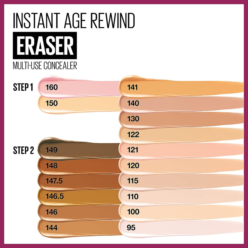 Maybelline Instant Age Rewind Eraser Dark Circles Treatment Multi-Use Concealer, 100, 1 Count (Packaging May Vary)