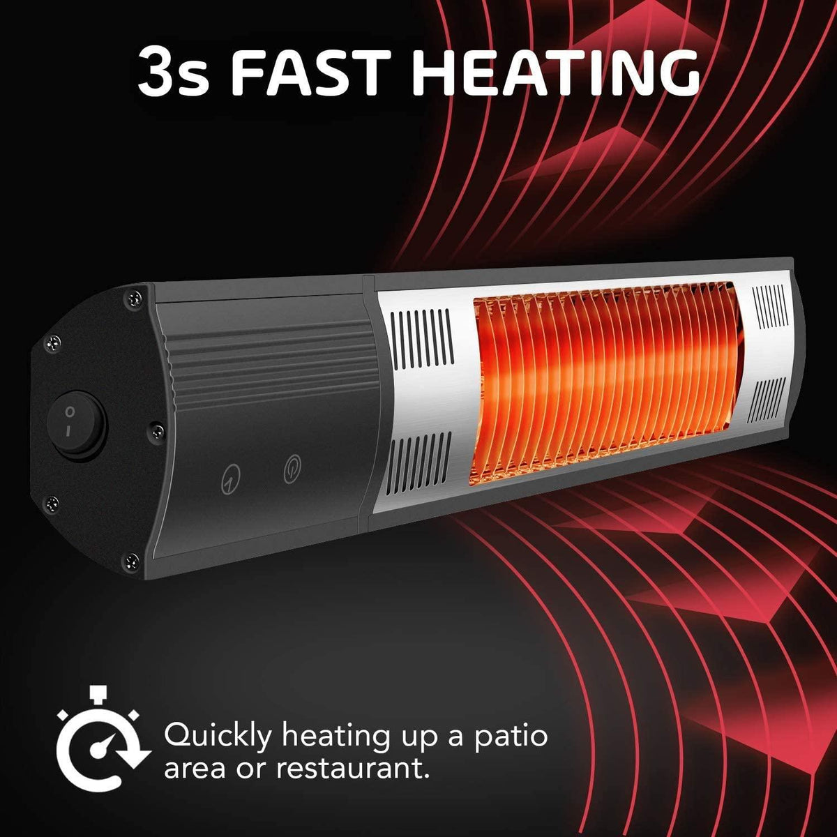 SESSLIFE 1500W Electric Heater for Indoor Outdoor Use, Patio Infrared Heater with Remote, Heat Setting &amp; Overheating Protection, TE1982