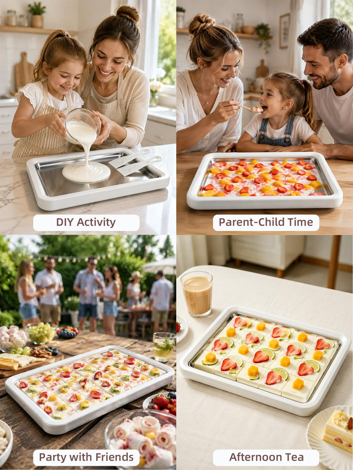 13.8 * 9.5 Inch Extra LarRolled Ice Cream Maker, Rolled Ice Cream Tray | Ice Cream Roller Maker Use 304 Food Grade Premium  Steel, Make  Ice Cream with Family at Home with 2 Spatulas