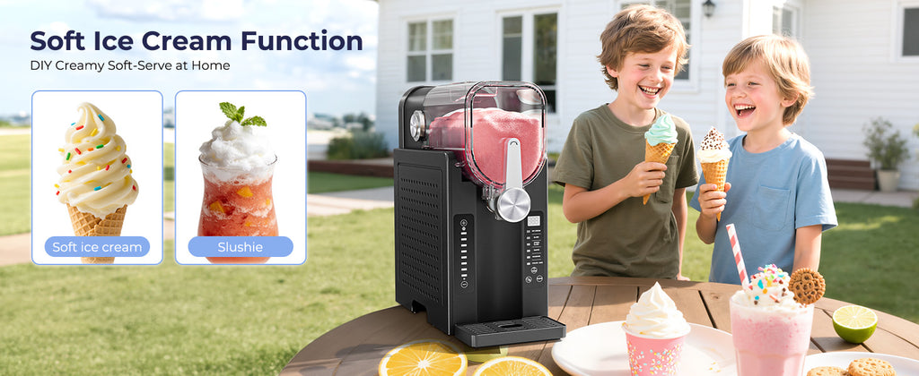 Slushie Machine, No Ice Needed Slushy Maker for Home, Real-Time Temp Display, Frozen Drink Maker with 6 Preset Programs for Ice Cream, Frappés, Milk Shake and More, Black, 1 Pack+3Modes