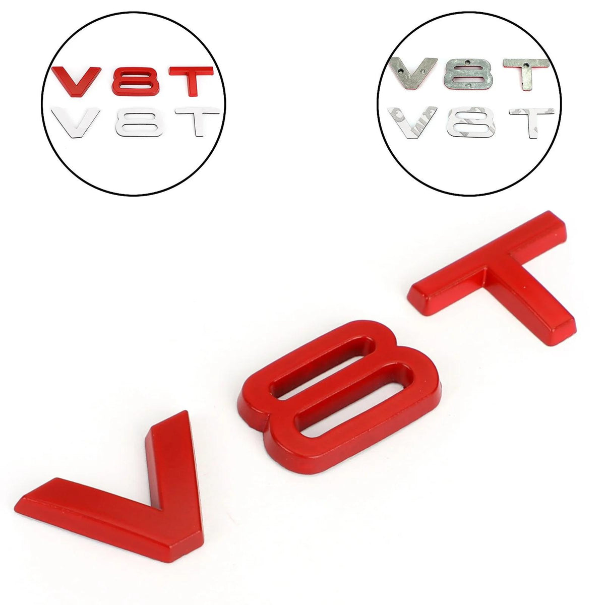 AUDI A1 A3 A4 A5 A6 A7 Q3 Q5 Q7 S6 S7 S8 S4 SQ5 Red V8T Emblem Badge Fit Generic