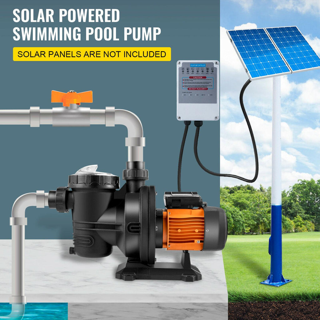 vevor 48v solar powered pool pump 500w 75gpm 49ft water pump w/ mppt controller