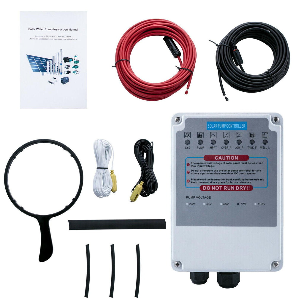 vevor 48v solar powered pool pump 500w 75gpm 49ft water pump w/ mppt controller