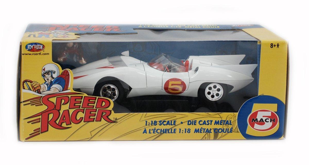 Mach 5 Speed Racer Car White Classic TV Cartoon Anime Vehicle Diecast 1:18 Die-Cast Racecar  Toy Merchandise Collectible Joyride Ertl