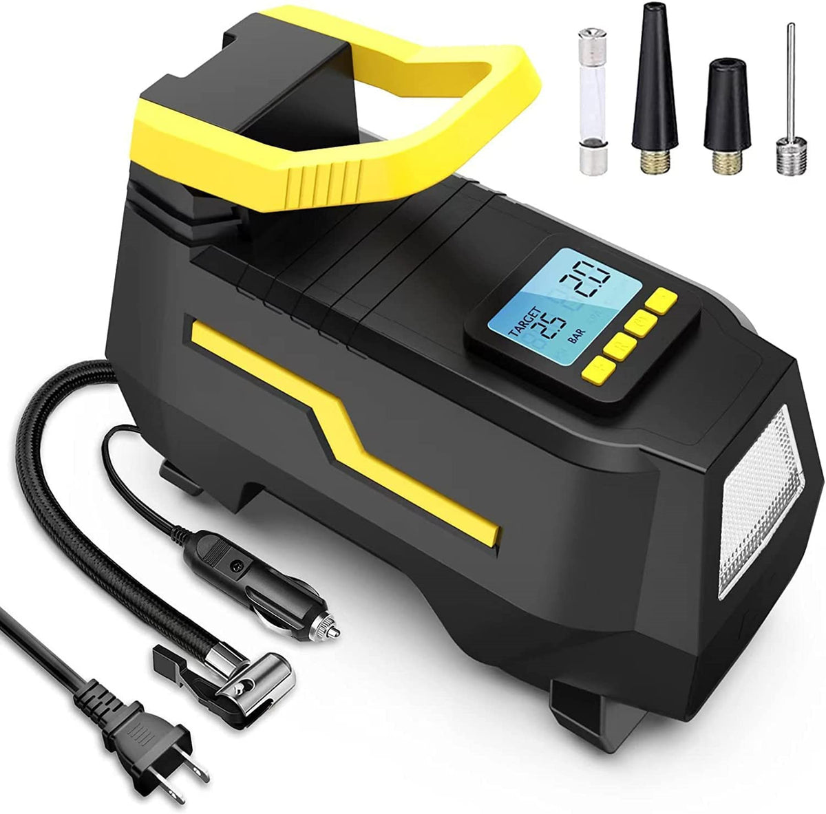 AC/DC 2-in-1 Tire Inflator - Portable Air Compressor, Air Pump For Car Tires (up To 50 PSI), Electric Bike Pump (up To 150 PSI) W/Auto Shut-Off