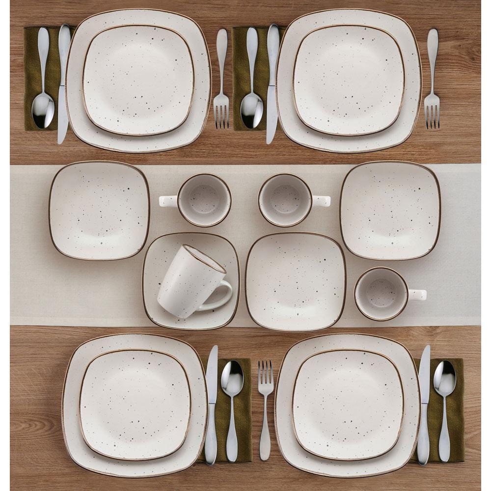 Decker White 16 Piece Dinnerware Set, Service for 4
