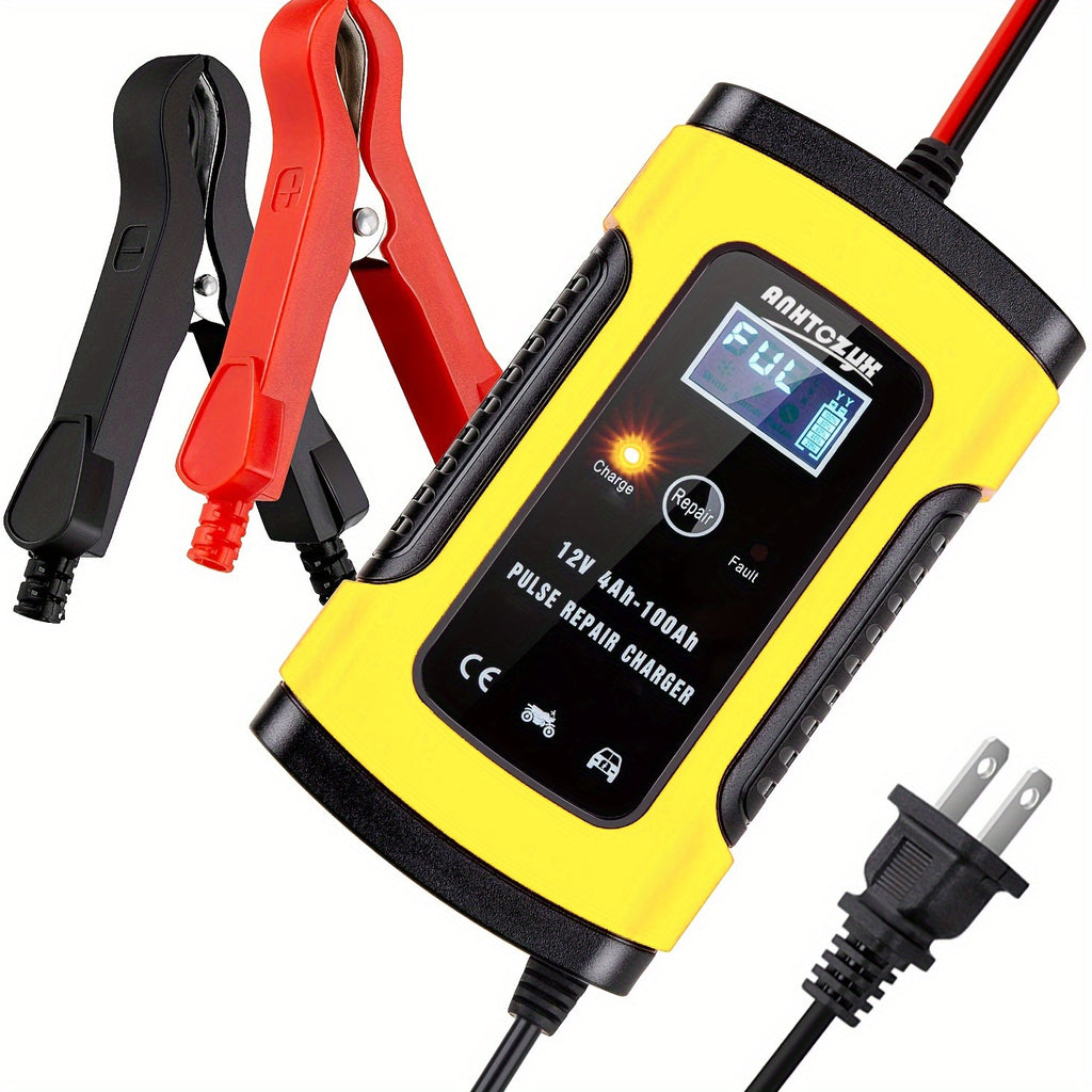 Car Battery Charger 12V 6A Fully-Automatic Smart Trickle Charger Battery Maintainer Pulse Repair Charger Suitable For Car/Moto/Boat/RV/SUV/ATV