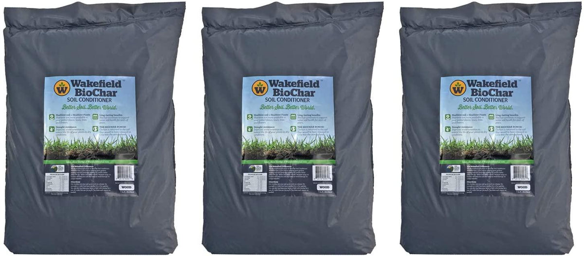 wakefield wfbcsc-bag-40 1 cu ft bag premium biochar organic garden soil conditioner (3 pack)