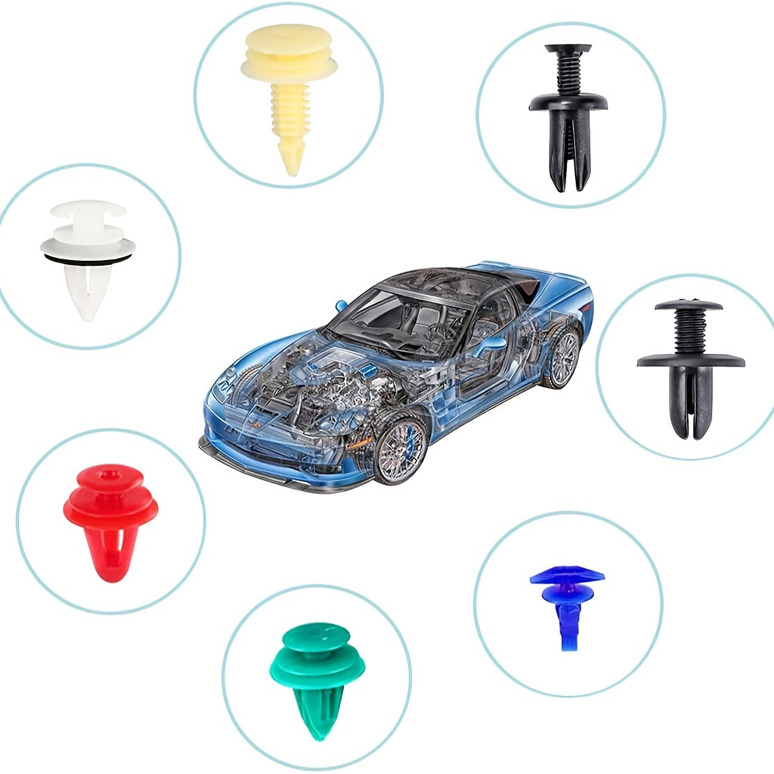 925pcs Car Bumper Retainer Clips Plastic Rivets Fasteners Tailgate Handle Rod Clip, 26 Most Popular Sizes Auto Push Pin Rivets Set