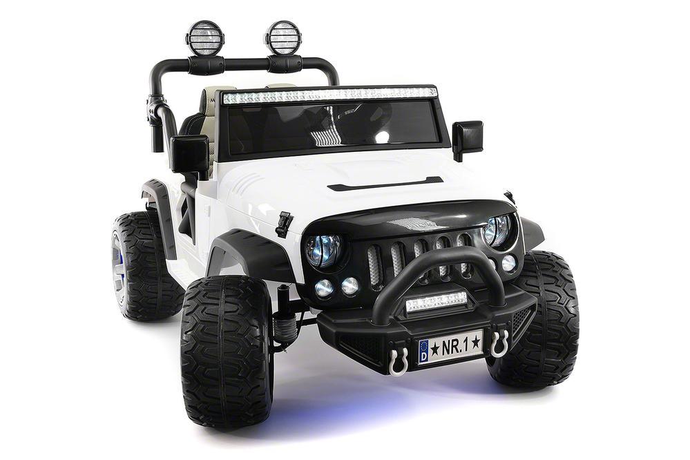 CarZ4KidS 12 Volt Explorer Truck Battery Powered Led Wheels 2 Seater Children Ride On Toy Car For Kids Leather Seat MP3 Music Player with FM Radio Bluetooth R/C Parental Remote | WHITE