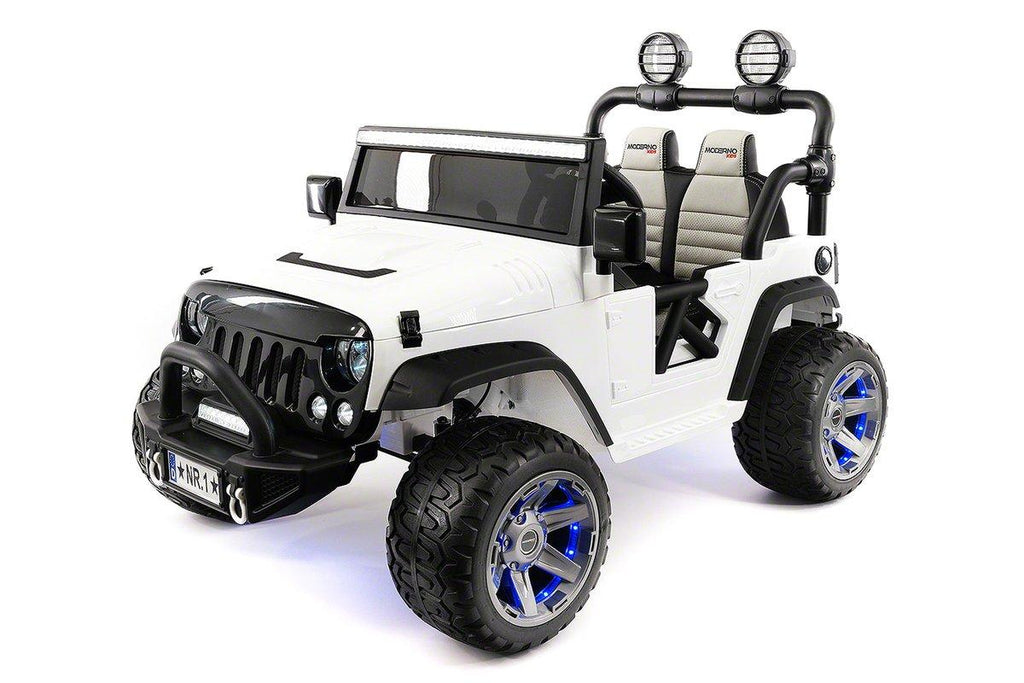 CarZ4KidS 12 Volt Explorer Truck Battery Powered Led Wheels 2 Seater Children Ride On Toy Car For Kids Leather Seat MP3 Music Player with FM Radio Bluetooth R/C Parental Remote | WHITE