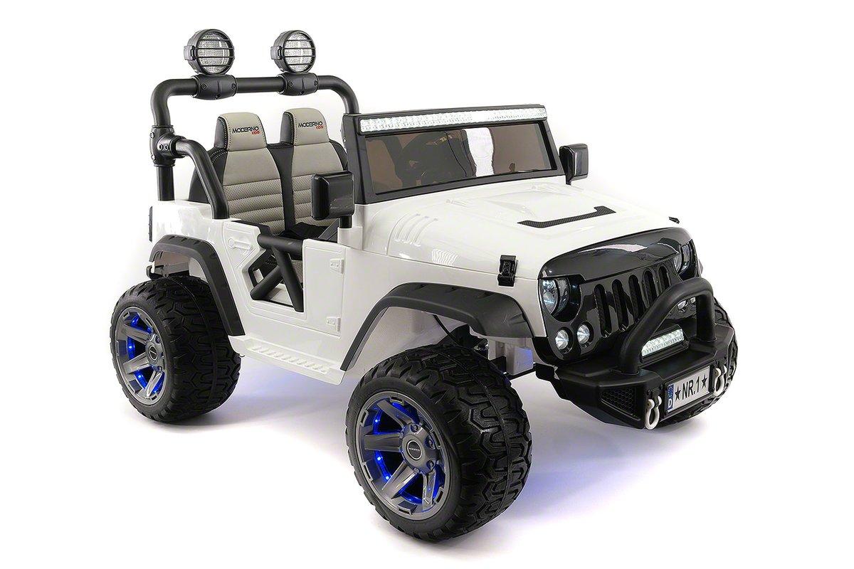 CarZ4KidS 12 Volt Explorer Truck Battery Powered Led Wheels 2 Seater Children Ride On Toy Car For Kids Leather Seat MP3 Music Player with FM Radio Bluetooth R/C Parental Remote | WHITE