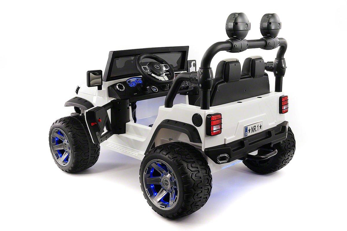 CarZ4KidS 12 Volt Explorer Truck Battery Powered Led Wheels 2 Seater Children Ride On Toy Car For Kids Leather Seat MP3 Music Player with FM Radio Bluetooth R/C Parental Remote | WHITE