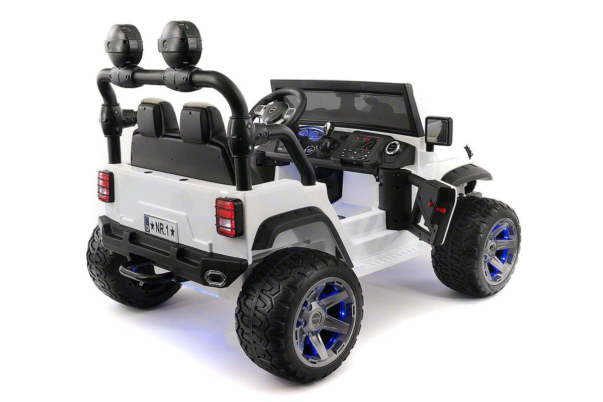 CarZ4KidS 12 Volt Explorer Truck Battery Powered Led Wheels 2 Seater Children Ride On Toy Car For Kids Leather Seat MP3 Music Player with FM Radio Bluetooth R/C Parental Remote | WHITE