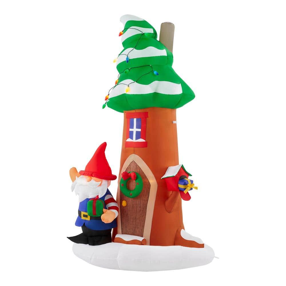 8 ft Gnome With Christmas Tree House Holiday Inflatable