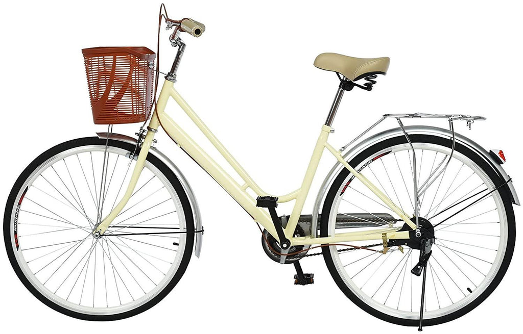 26 inch Beach Cruiser Bikes for Women 1 Speed Comfortable Womens Bike with Baskets Classic Retro Complete Cruiser Bike Womens Beach Cruiser Bike Road Bike for Leisure Picnics &amp; Shopping