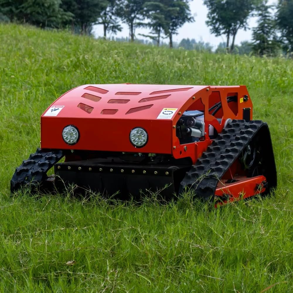Remote Control Lawn Mower, 9HP Gas Powered 45° Slope-Capable Tracked Mower, All-Terrain Hillside Mowing Machine for Professional Landscaping