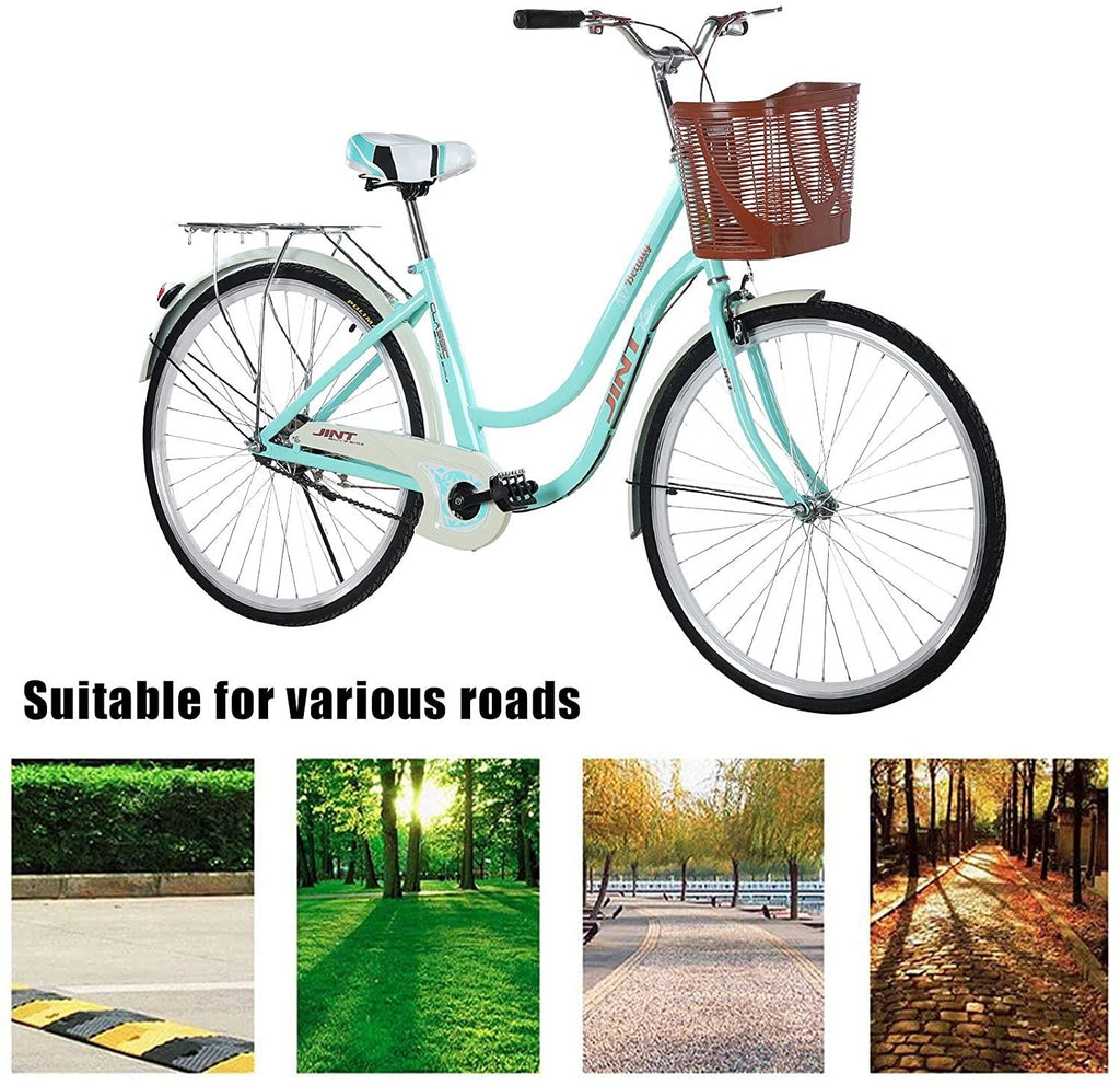 26 inch 1 Speed Beach Cruiser Bike for Women, Comfortable Retro Womens Bike with Baskets, Classic Womens Beach Cruiser Bike, Womens Complete Cruiser Bikes Road Bike for Leisure Picnics &amp; Shopping