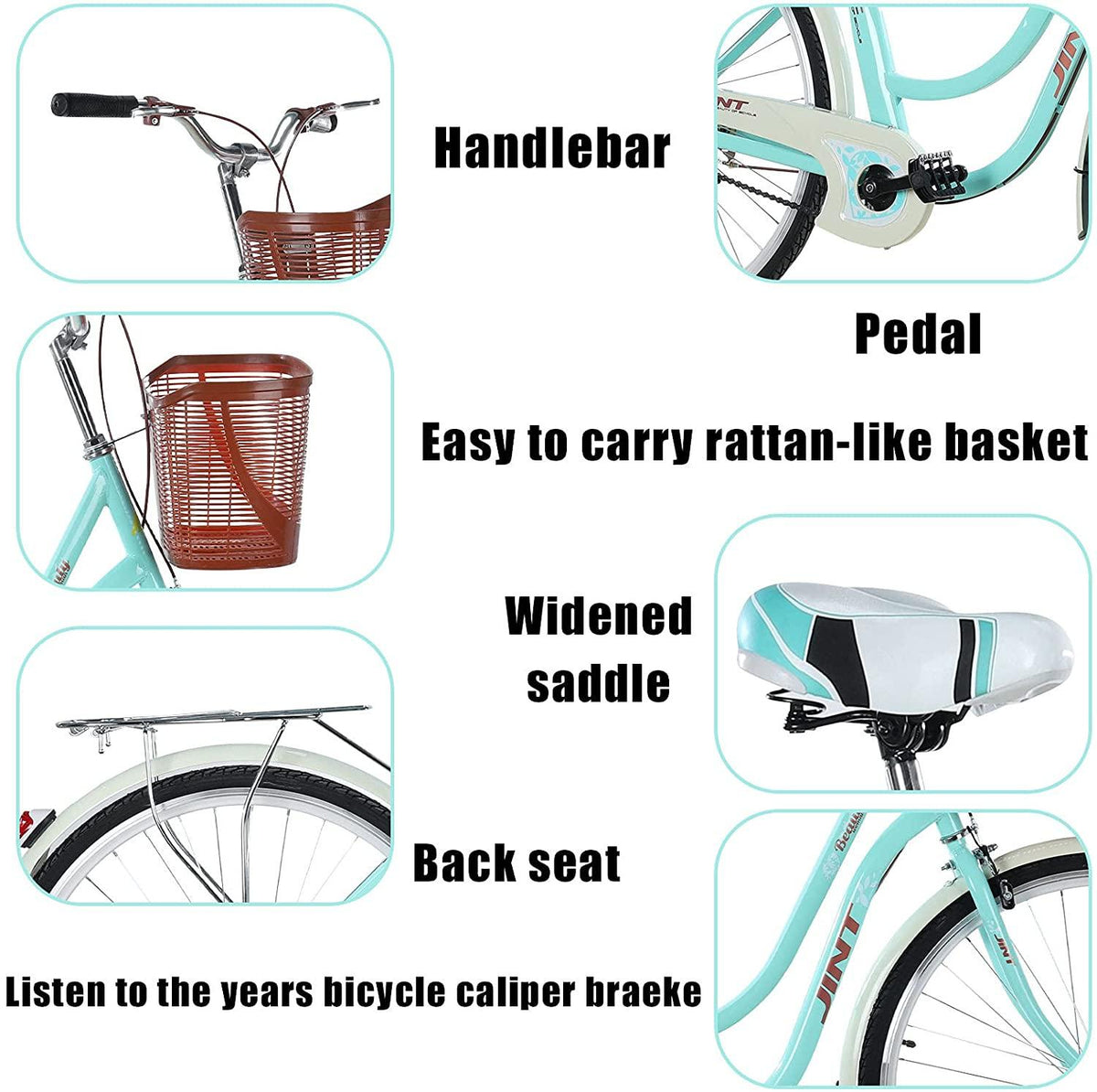 26 inch 1 Speed Beach Cruiser Bike for Women, Comfortable Retro Womens Bike with Baskets, Classic Womens Beach Cruiser Bike, Womens Complete Cruiser Bikes Road Bike for Leisure Picnics &amp; Shopping