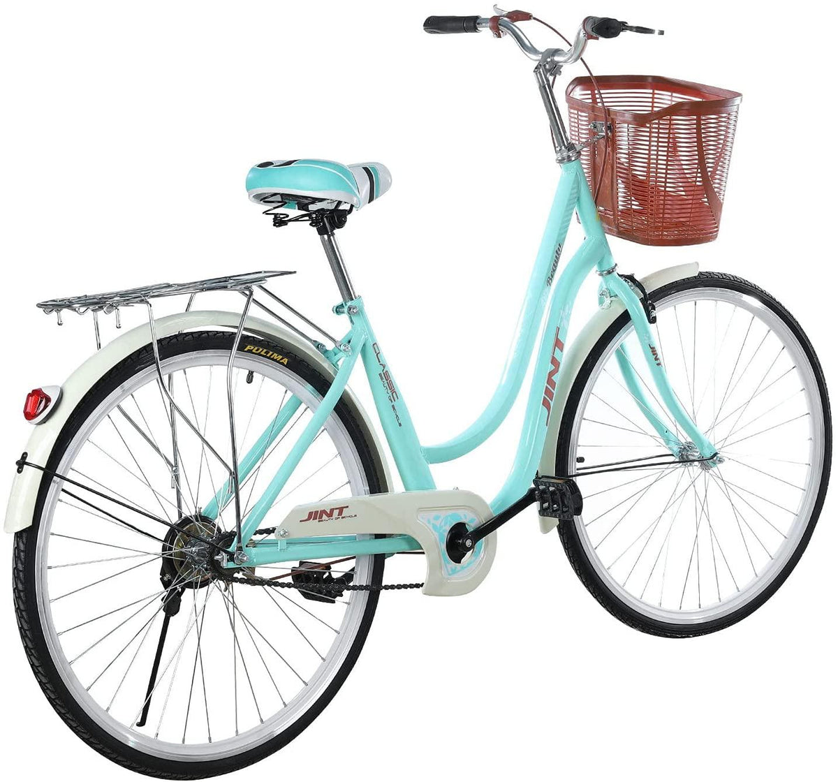 26 inch 1 Speed Beach Cruiser Bike for Women, Comfortable Retro Womens Bike with Baskets, Classic Womens Beach Cruiser Bike, Womens Complete Cruiser Bikes Road Bike for Leisure Picnics &amp; Shopping