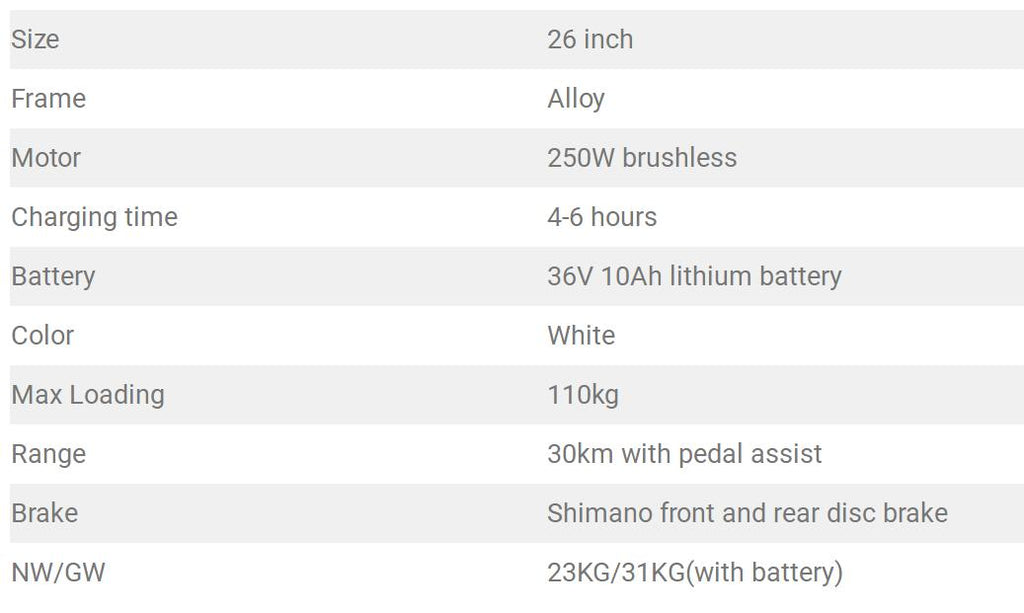 City Stroller 26" Electric Bike,Bicycle with 6 Speed Gear 40Nm 350W Powerful Motor 36V/12A Battery Power Ride In Snow Ice, Rain, Beach and Terrain - White