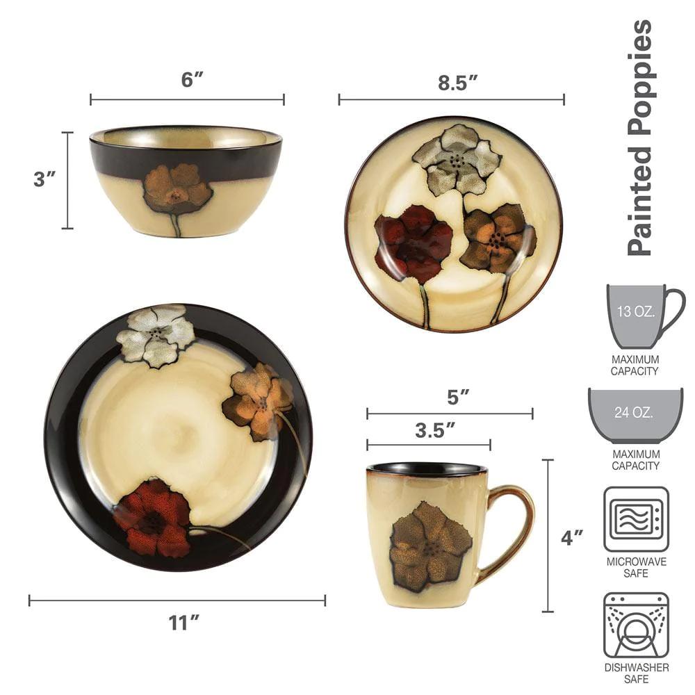 Painted Poppies Dinnerware Set
