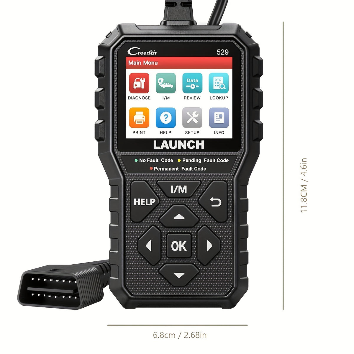 LAUNCH OBD2 Scanner CR529 One-Click I/M, Full OBDII Code Reader, 5 Years Quality Backup, F Ree Lifetime Update Diagnostic Scan Tool, Clear Codes