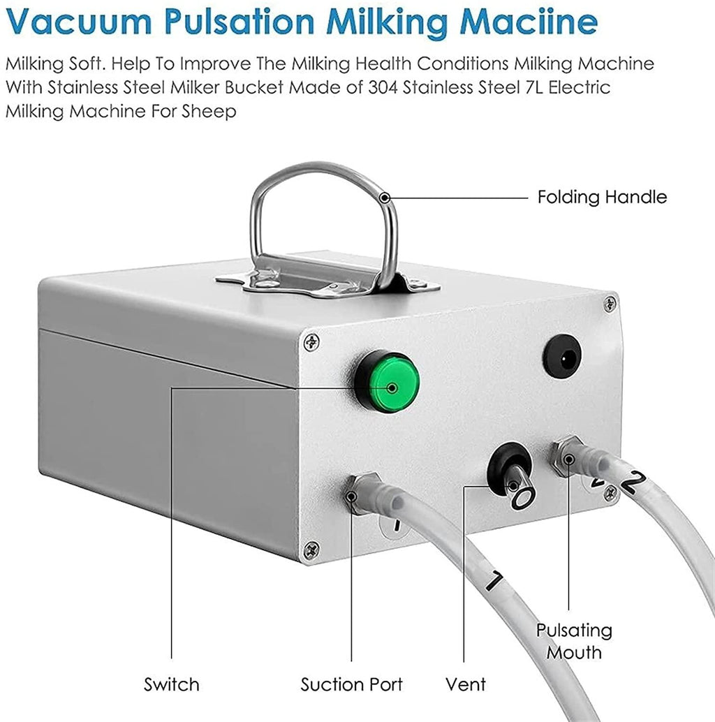 lqqsd 14l electric goat milking machine stainless steel electric vacuum pulsation suction pump milker machine with vacuum-pulse pump portable farm milking machine for cow goat sheep livestock