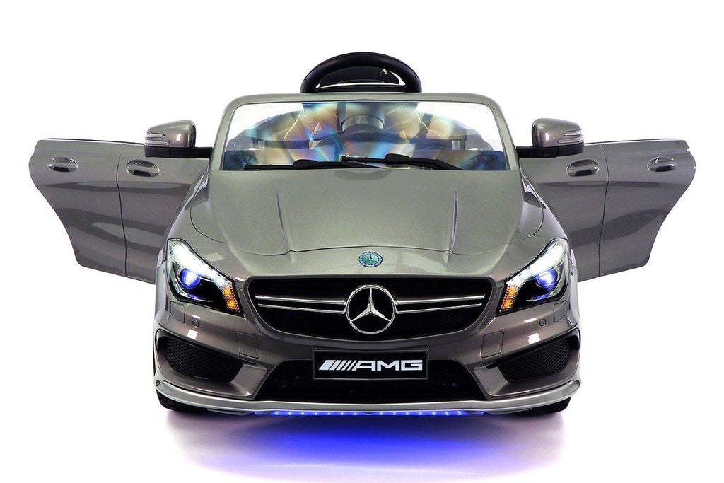 CARZ4KIDS MERCEDES CLA45 AMG 12V ELECTTRIC KIDS RIDE ON TOY CAR BATTERY POWERED LED WHEELS PARENTAL REMOTE | GRAY METALLIC