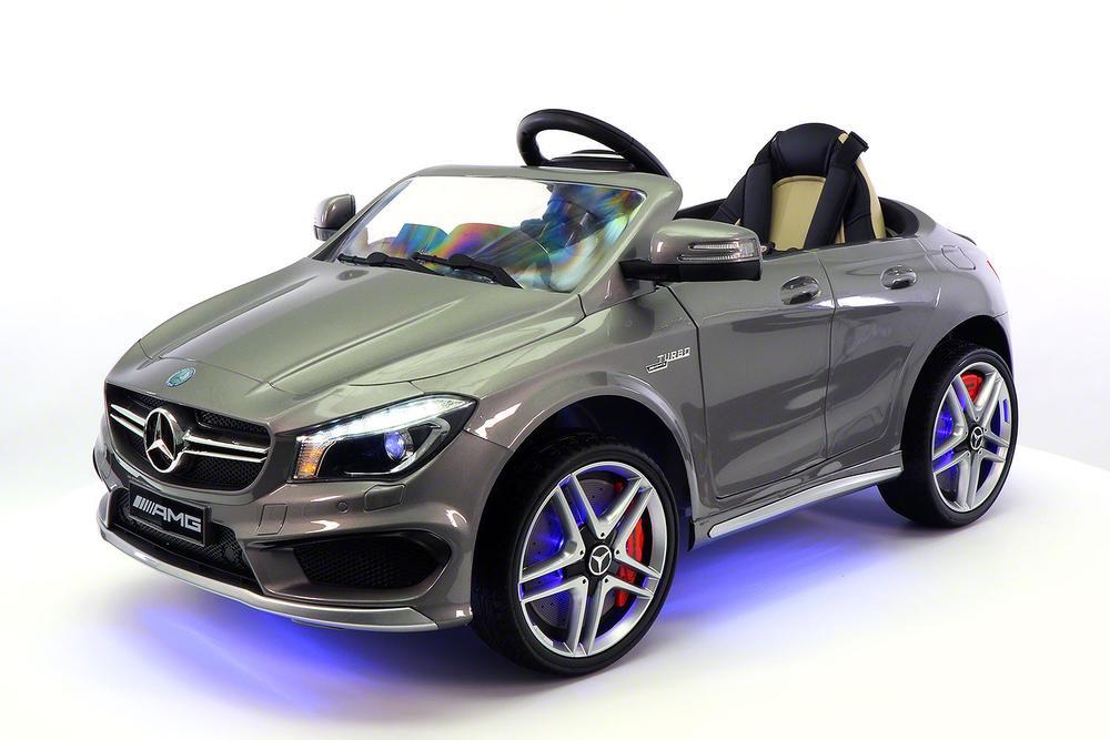 CARZ4KIDS MERCEDES CLA45 AMG 12V ELECTTRIC KIDS RIDE ON TOY CAR BATTERY POWERED LED WHEELS PARENTAL REMOTE | GRAY METALLIC