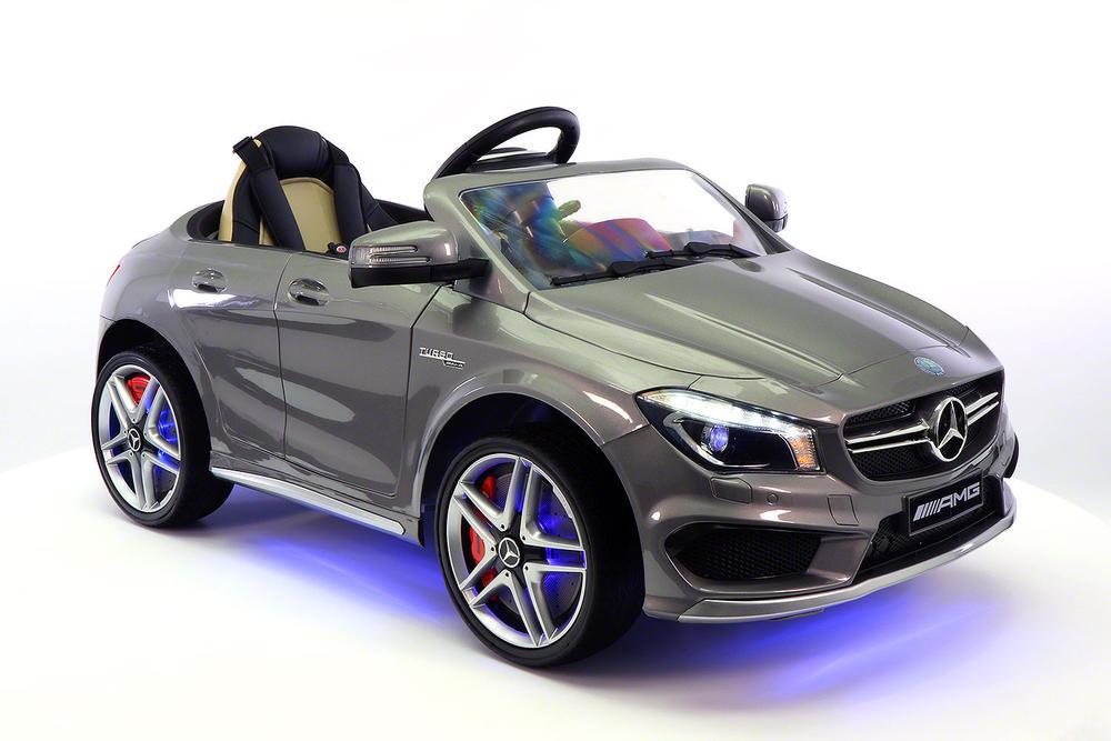 CARZ4KIDS MERCEDES CLA45 AMG 12V ELECTTRIC KIDS RIDE ON TOY CAR BATTERY POWERED LED WHEELS PARENTAL REMOTE | GRAY METALLIC