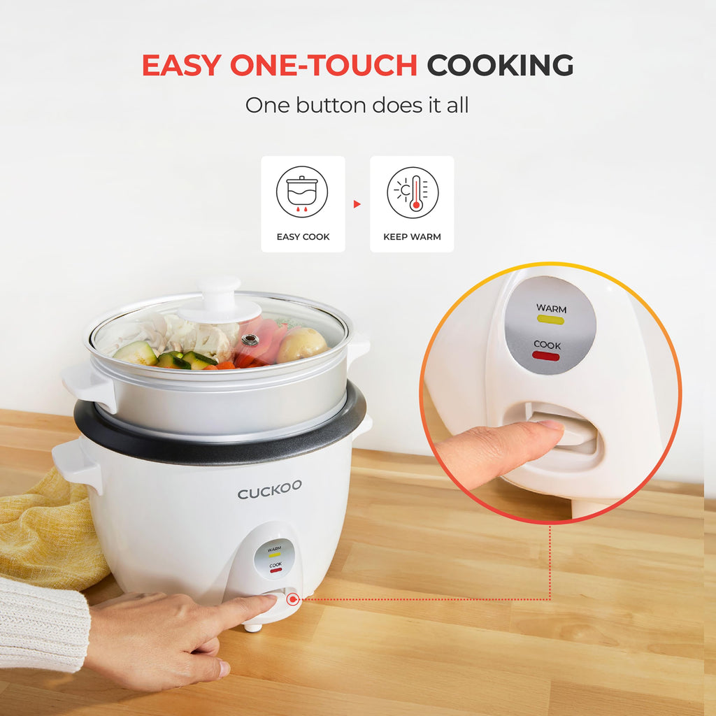 One Touch Rice Cooker 12-Cup Cooked, Small Rice Cooker & Warmer with Steamer Tray, Versatile Grain Cooker, Soup Maker, Auto Keep Warm, 6-Cup Uncooked, White (CR-0601C)