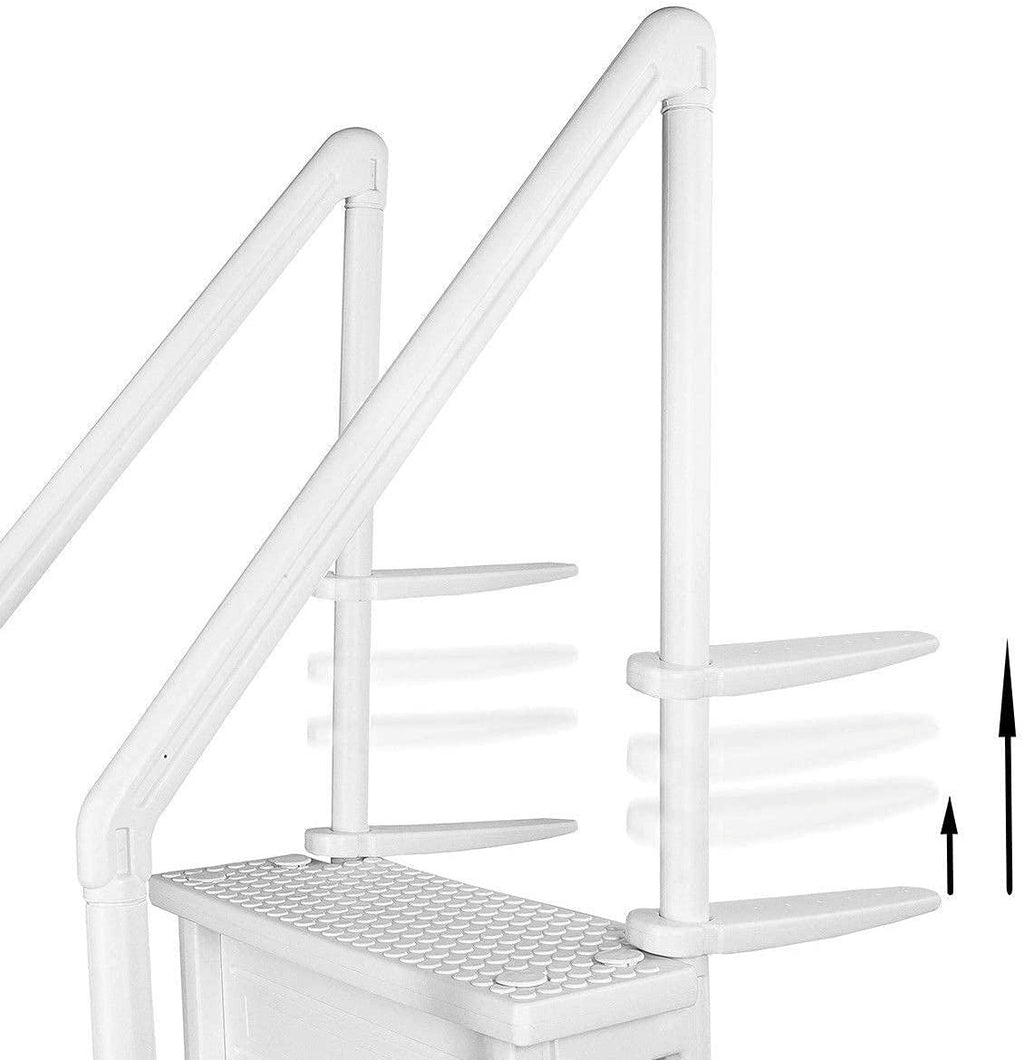 Aqua Select Above Ground Anti-Slip Pool Steps to Deck | Safety Swimming Pool Ladder | Designed for Above Ground Swimming Pools | Holds Up to 350 Pounds | White