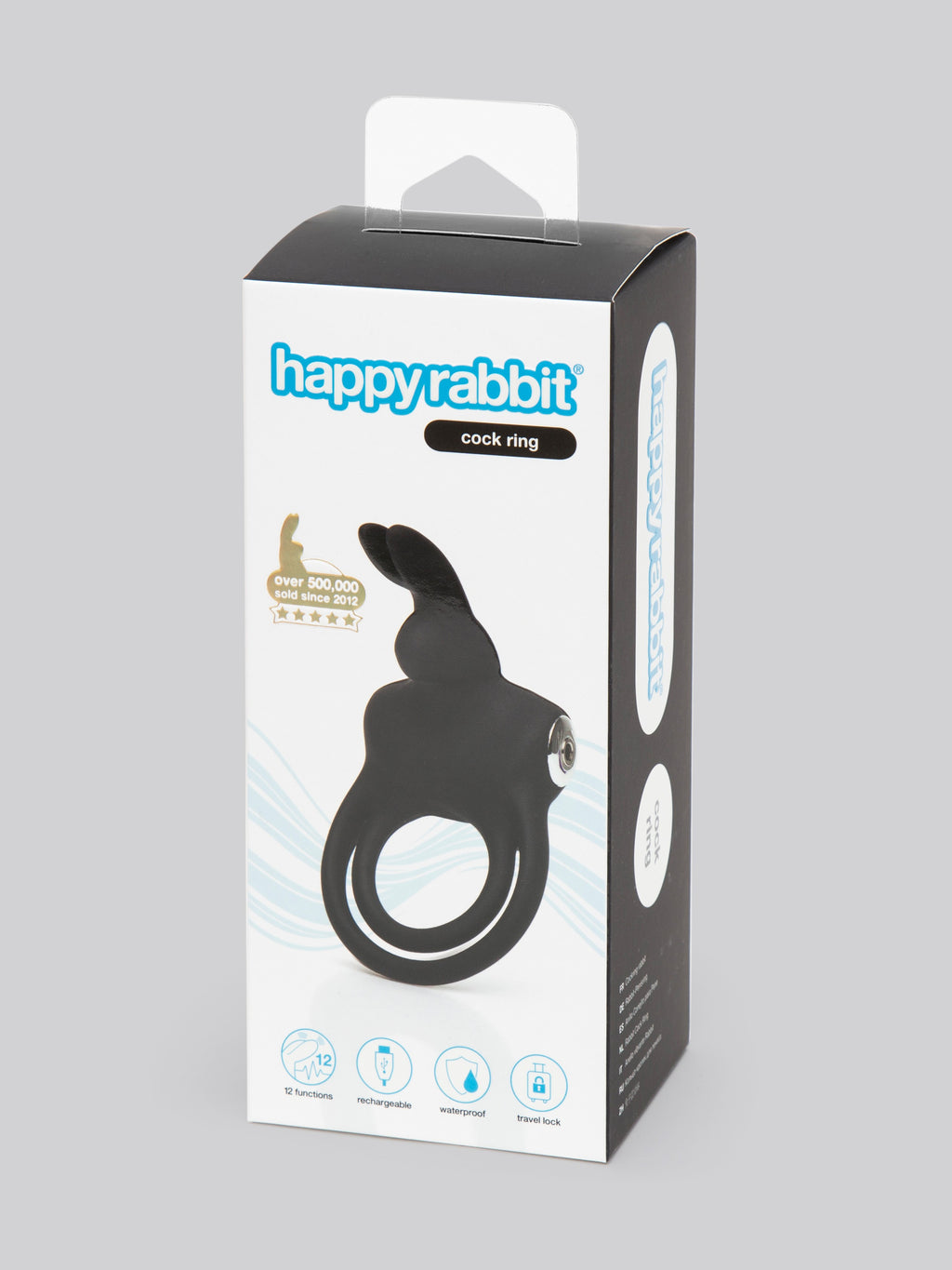 Happy Rabbit Stimulating Rechargeable Rabbit Cock Ring, Black