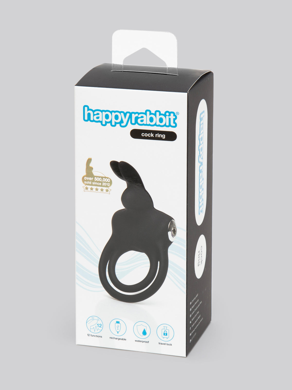 Happy Rabbit Stimulating Rechargeable Rabbit Cock Ring, Black