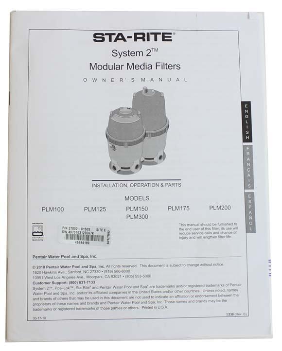 new sta-rite 27002-0150s system 2 plm150 pool cartridge filter 150 square foot